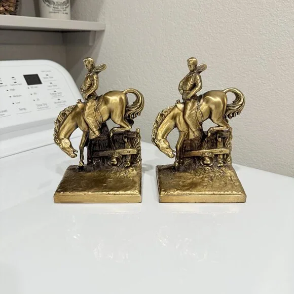 1960's PM Craftsman Cast Bronze Western Bookends - Picture 10 of 17